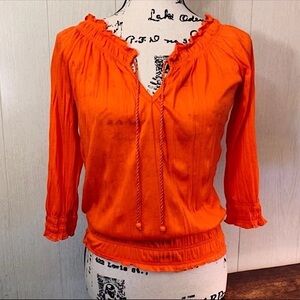 Derek Heart Crimson Tie Up Peasant Blouse